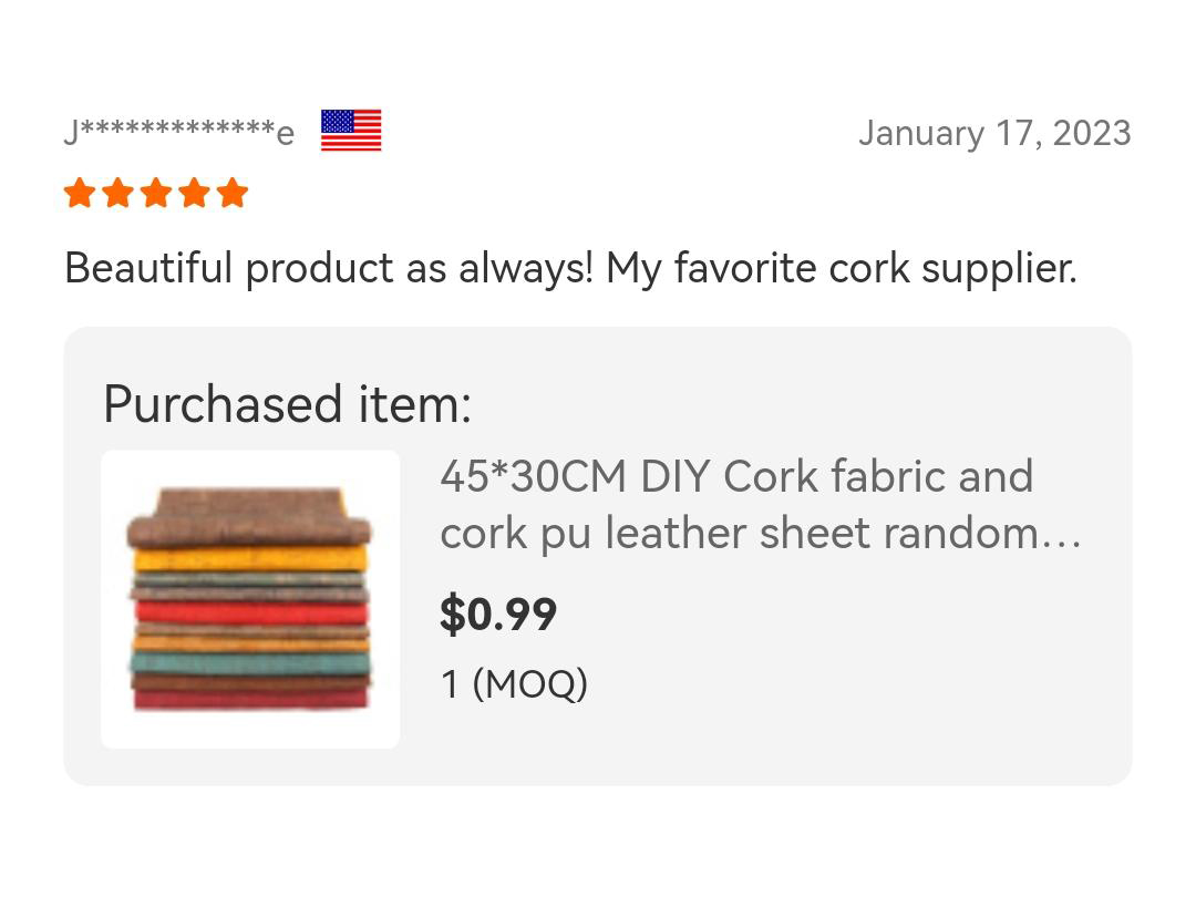 Our Awesome Clients Reviews 4 Cork Rolls & Sheets